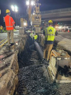 Crews continue working to install duct bank along U.S. 2/7.