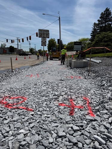 Crews widen U.S. 2/7 within the Exit 16 Interchange.