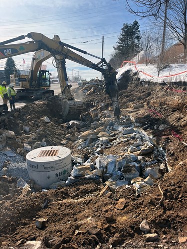 Rock removal along U.S. 2/7 near Shaw’s in Colchester, VT.