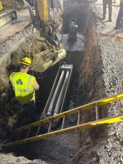 Crews continue working to install duct bank along U.S. 2/7.