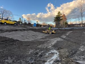 Crews constructing the drainage pond along the east side of U.S. 2/7 just north of Hercules Drive.