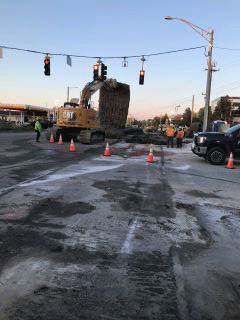 Crews preparing for blasting activities.