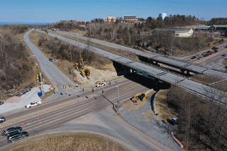 Aerial footage of construction activities from drone.