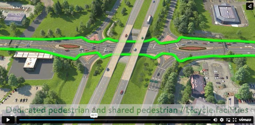 Pedestrian and bicycle navigation through the DDI