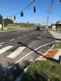 Crews installed lane extension lines along Route 2/7 at the intersection of South Park Drive.