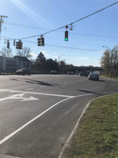 Crews installed lane extension lines along Route 2/7 at the intersection of Mountain View Drive.